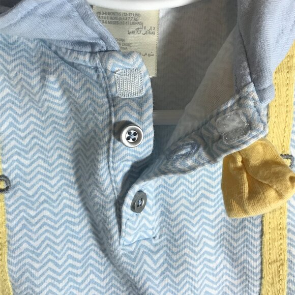 First Impressions Baby 3-6M Blue White Zig Zag Pattern Short Sleeve One Piece - Picture 5 of 8